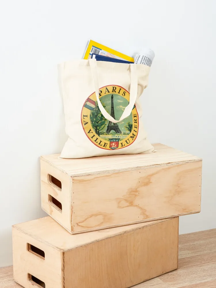 Paris France Eiffel Tower Vintage Travel Decal Tote Bag Large bags for women Lady bag tote bag screen