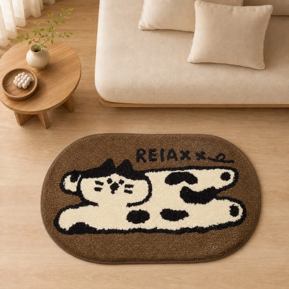 Cute Abstract Cat Bath Mat, Super Absorbent Plush Non-Slip Washable Bathroom Rug for Shower, Toilet and Door Entrance