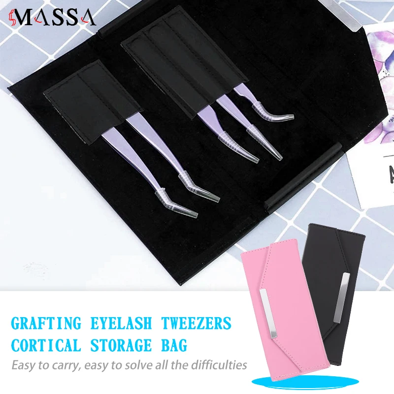 MASSA Wimpern Verlängerung Pinzette Lagerung Tasche Leder Tragbare Organizer Fall Falsche Wimpern Werkzeug Organizer Wimpern Zubehör
