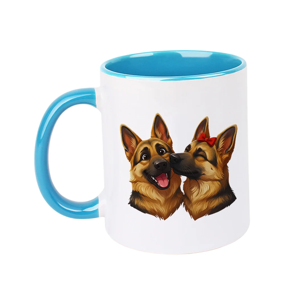 11oz Ceramic Coffee Mug Adorable German Shepherd Dog Print Cup for Home Party Office Use Valentine's Day Birthday Family And Fri