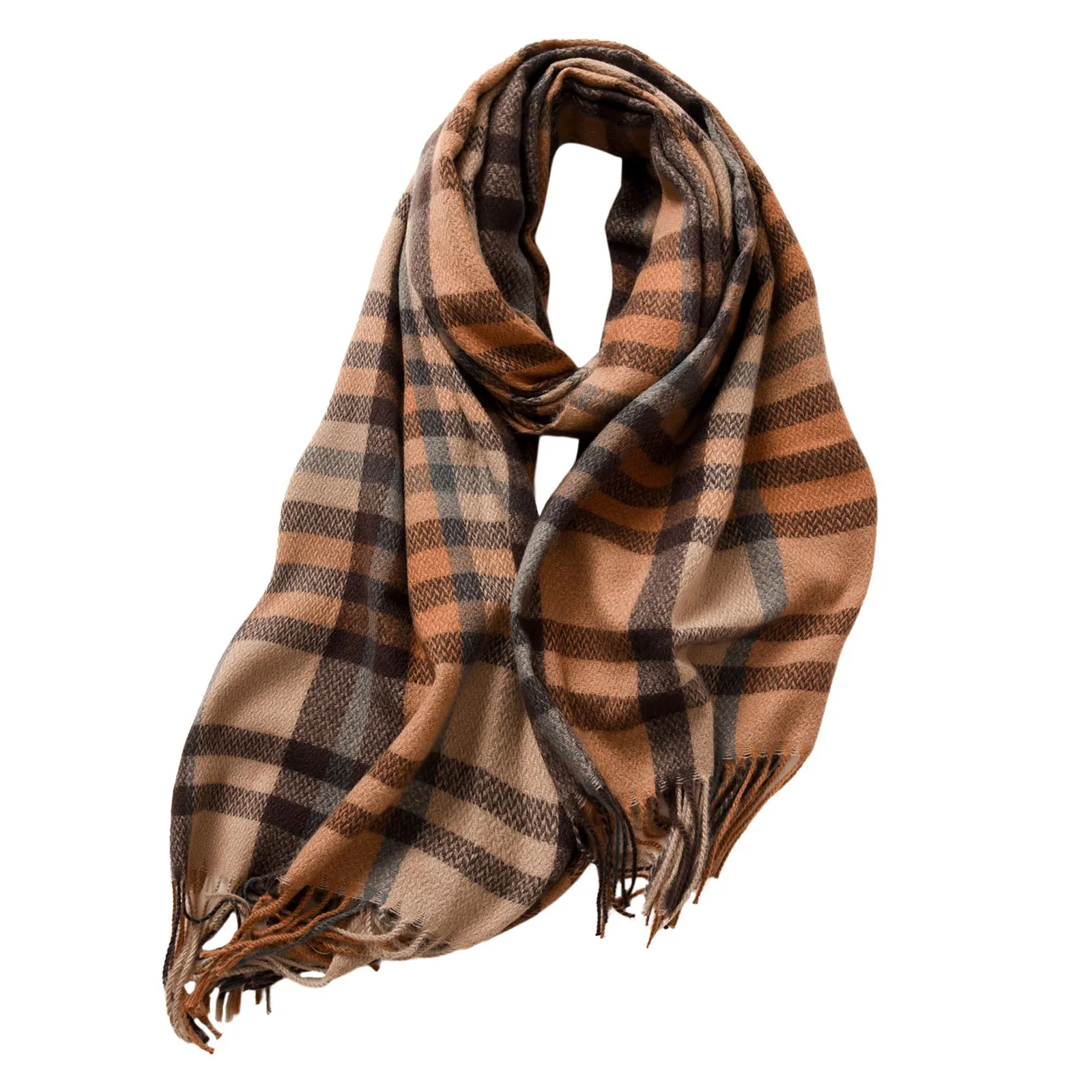 Thick Warm Winter Scarf Plaid Print Women Cashmere Pashmina Shawl Lady Wrap Tassel Scarves Knitted Men Foulard Blanket 180CM