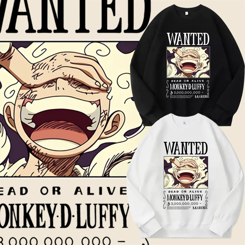 Japanese ONE PIECE Nika Luffy Anime Hoodless Sweater Men's Autumn Crew Neck Pullover Women's Oversized Long Sleeve Tops Clothing