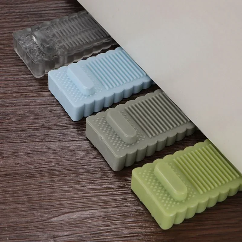 Safety Silicone Door Stop Stoppers Non-Slip Block Wedge Doorstops Home Office Door Rear Retainer Anti-collision Protect Hardware