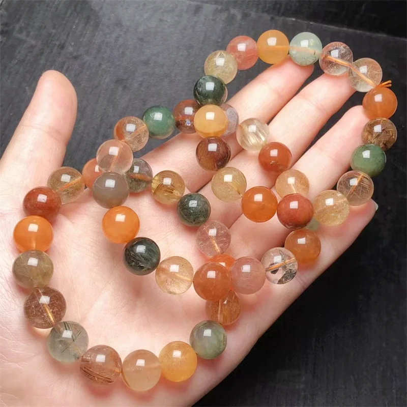 

Natural Colour Rabbit Hair Quartz Bracelet Women Healing Gemstone Crystal Strand Bangles Lovers Jewelry Gift 1PCS 12MM