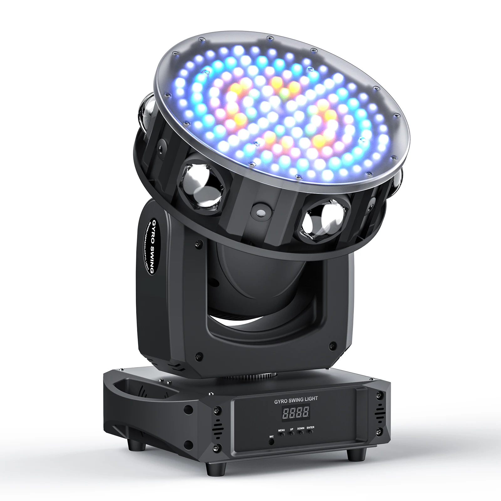 Fieryzeal Mini LED 6x15W RGBW Moving Head Lighting 138PCS Bulbs Beam Lights DMX512 Stage Light for Disco KTV Party Lighting