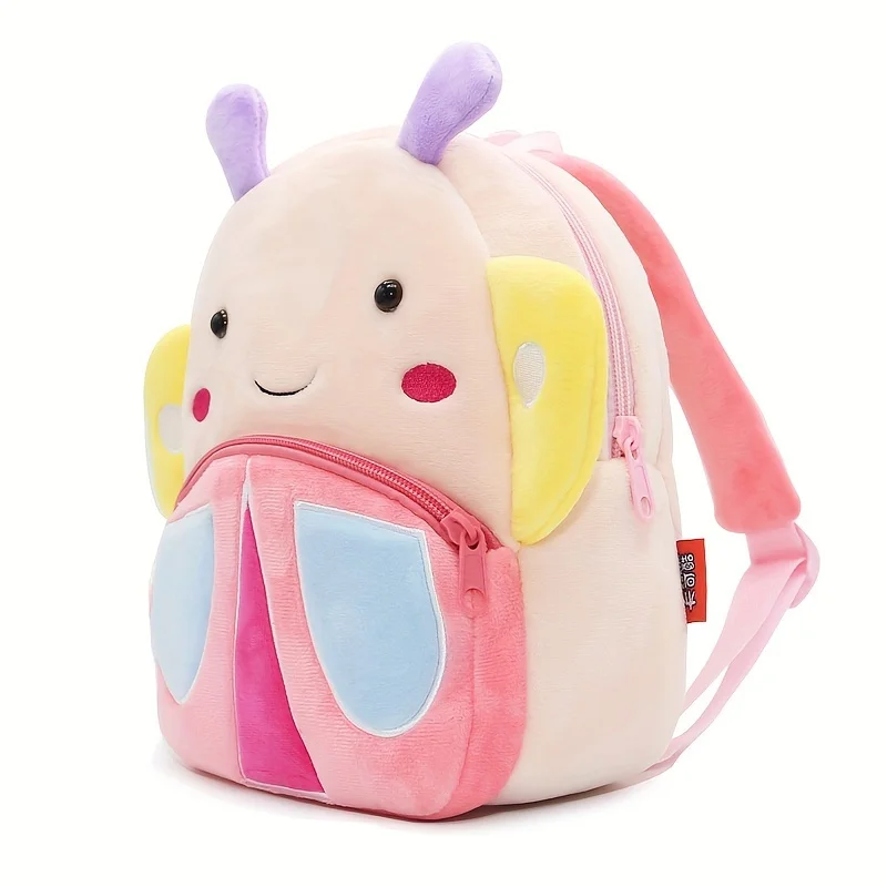 

1pc Cute Children's Corduroy Backpack, Little Butterfly Design Plush Backpack