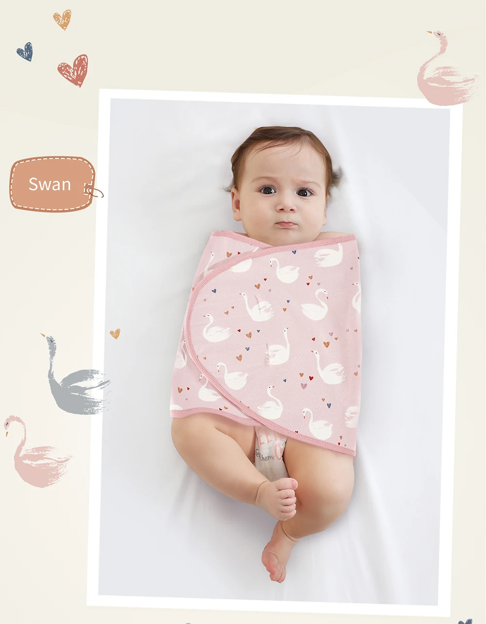 Bilayer Baby Wrap Decke Neugeborenen Baby Swaddle Krawatte Anti Startle Jump Decke Sommer Dünne Baumwolle Weiche Windel Ändern Decke – Detail 13