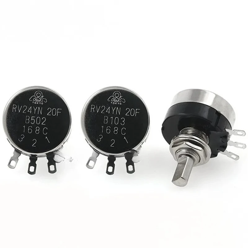10pcs 100% NEW RV24YN20F B103 B502 RV24YN 2W 5K 10K Type D Half Shaft Game Machine Rotary Carbon Film Potentiometer