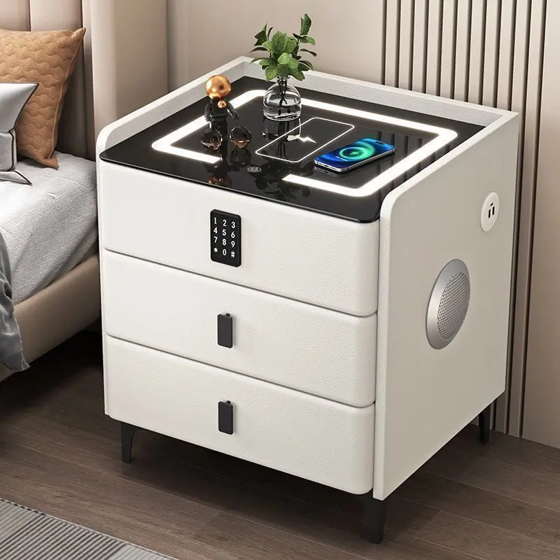 Bedside table Simple light luxury bedroom Multifunctional smart side cabinet with Bluetooth speaker