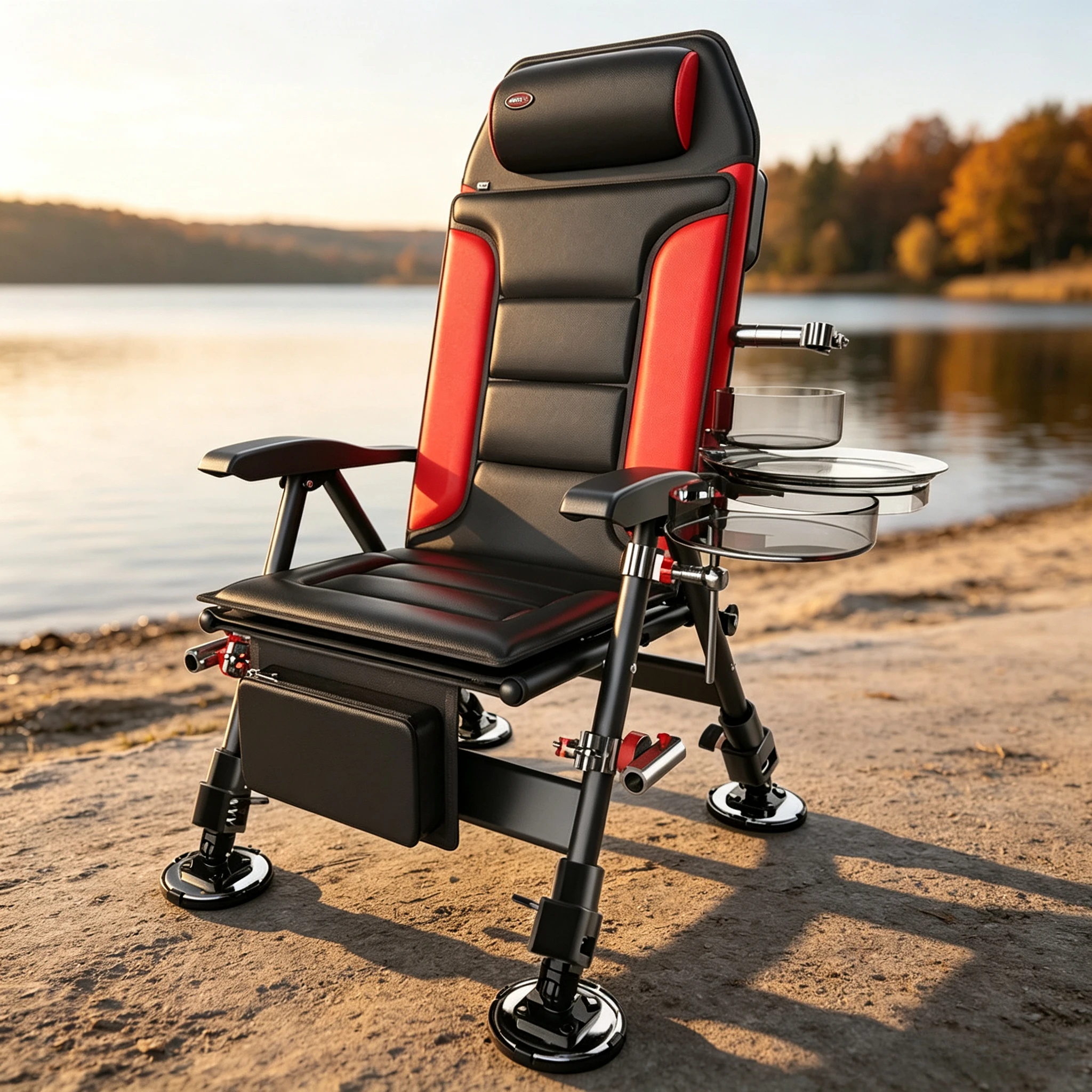 Outdoor Camping High Chair - เก้าอี้ตกปลาปรับเอนได้แบบหนา ระบายอากาศได้ดี, เก้าอี้พับได้สำหรับงานหนัก, ที่นั่งรองรับน้ำหนักสูงสำหรับทุกสภาพพื้นผิว เหมาะสำหรับการตั้งแคมป์กลางแจ้ง