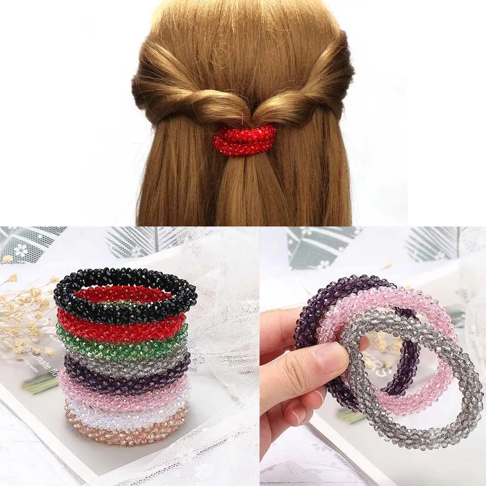 Cute Trendy Girls Crystal  Student for Women Hair Rope Ponytail Holder Hair Ties Rubber Band