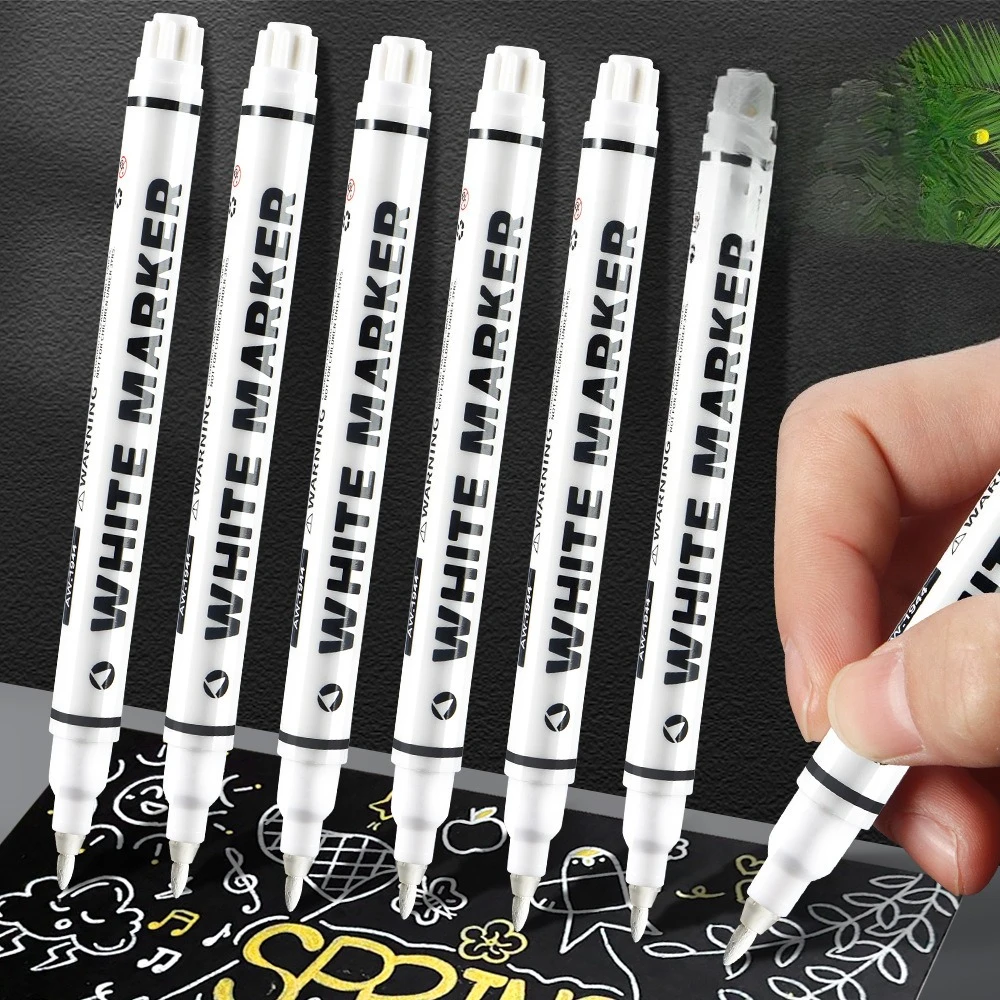 

12/24/36 Pcs White Markers Waterproof Write Smooth Art Markers Tip 1MM For Painting DIY Glass Stone Art School Office Stationery