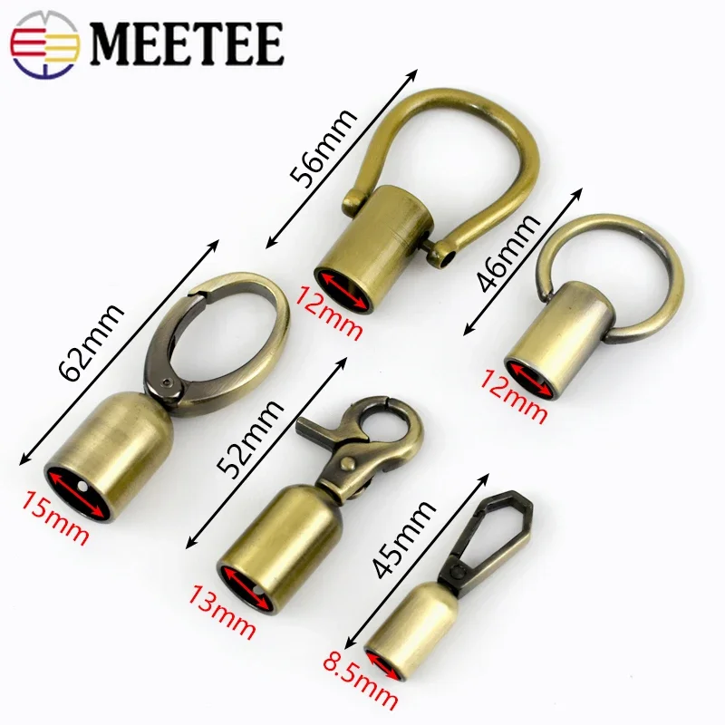 2/4/10Pcs Meetee Metal Buckles Handbag Cap Cord Lock Stopper Tassel Clip Clasp Bag Strap Connect Hanger Clamp Hook Accessories