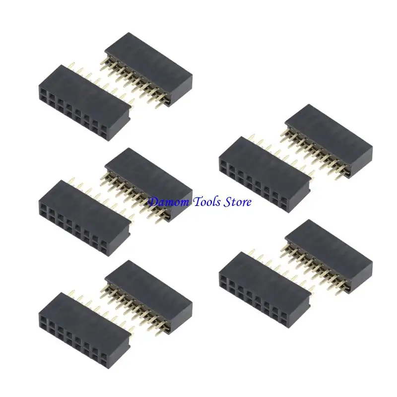 57BE Female Header Part with Dark Housing for 2.54 mm Circuit Board Mounting