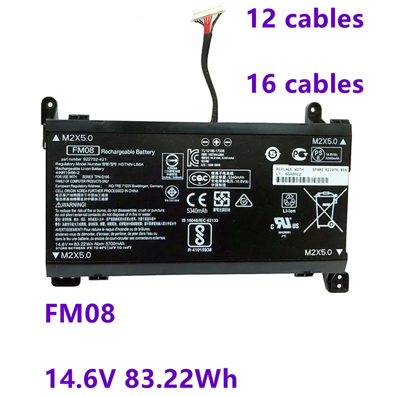 

FM08 Laptop Battery For HP OMEN 17-an013TX 17-an014TX TPN-Q195 HSTNN-LB8B TPN-Q195 8922753-421 FM08 14.6V 83.22Wh 5340mAh