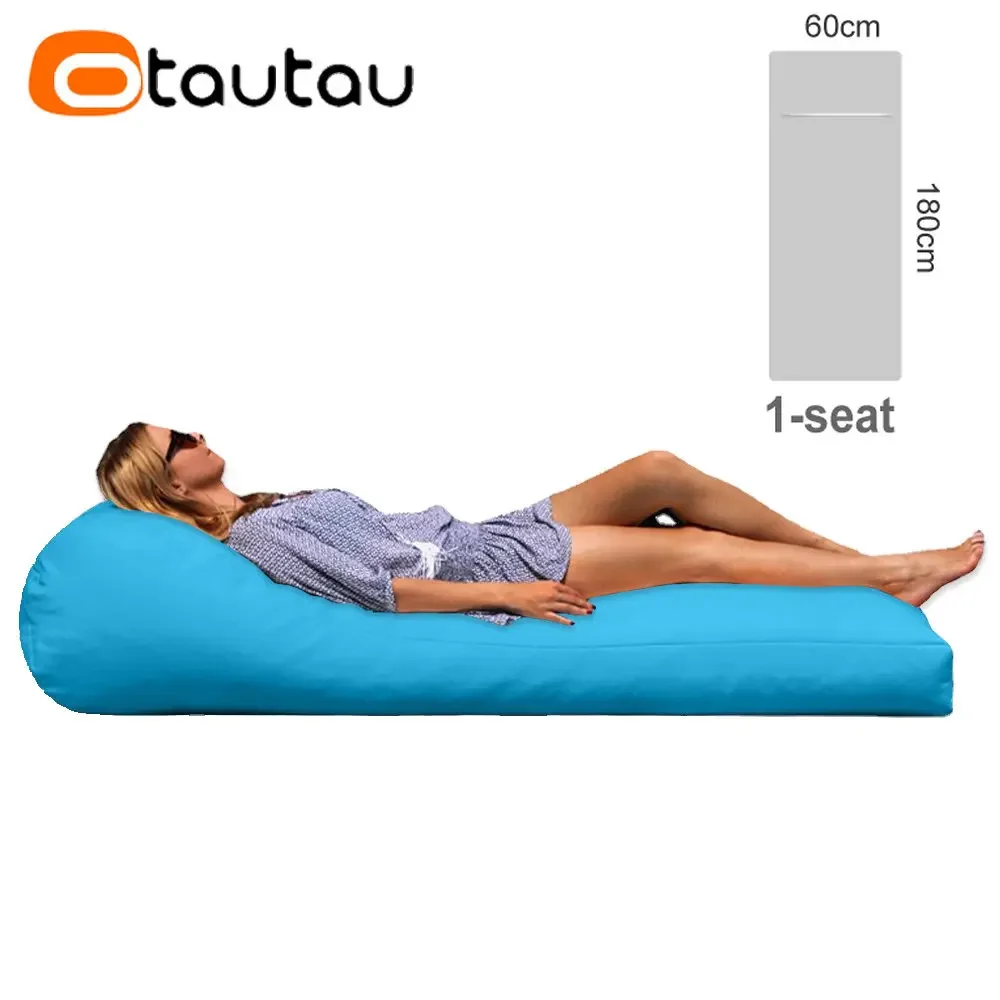 OTAUTAU Outdoor Chaise Lounge Pouf Cover No Filler Whaterproof Swim Pool Floating Beach Garden Camp Beanbag Puff Sofa Bed SF059