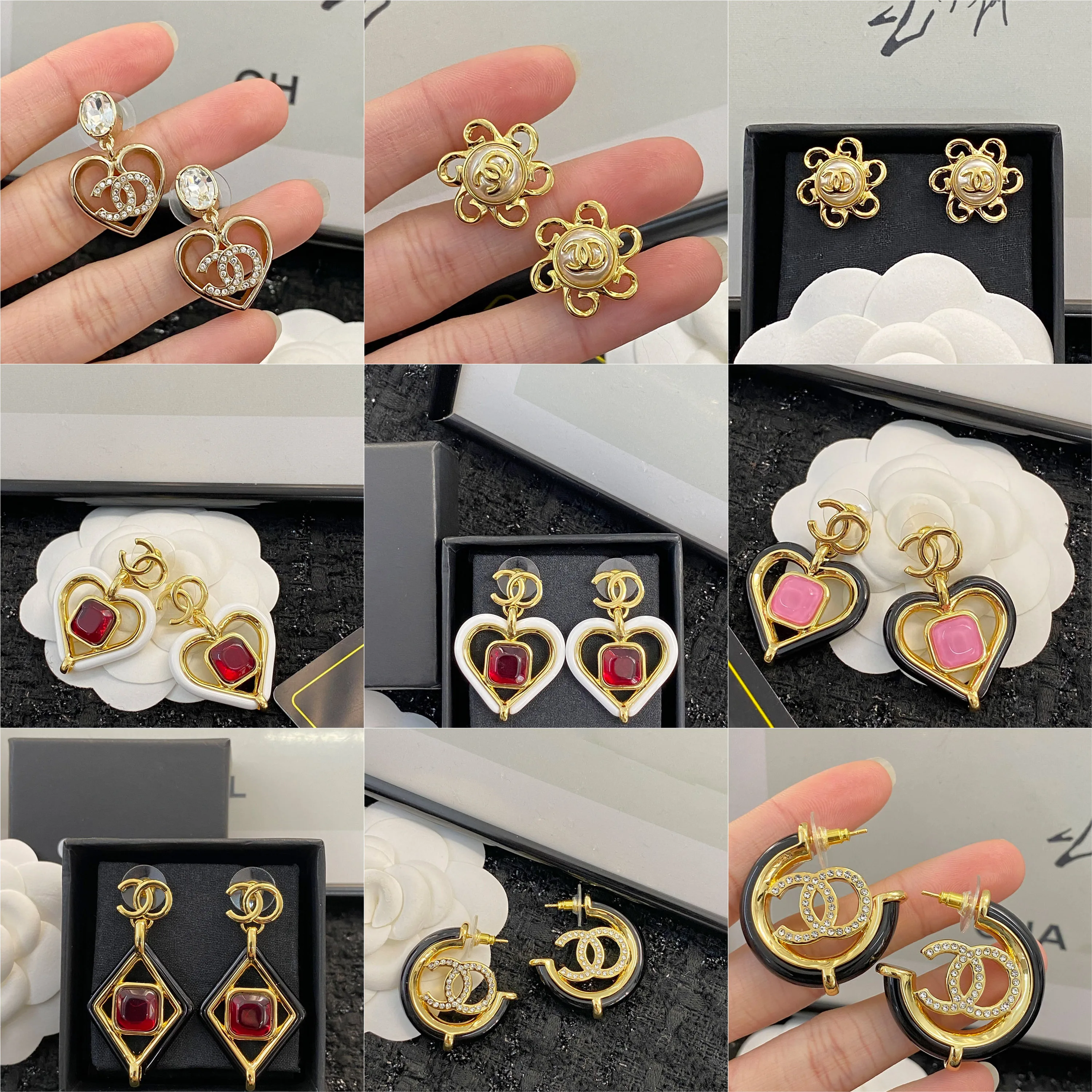 

2026 new Chan stud earrings double C glamorous look perfect for evening party banquet, affordable price