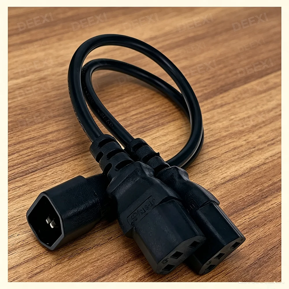 30CM Power Y Type Splitter Adapter Cable Single IEC 320 C14 Male To Dual C13 Female Short Cord for Computer Host Display