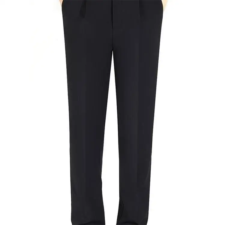 

Warm Fce Lined Autumn Winter Trousers Elastic Waist Workwear Thermal Busin Cotton Blend Straight Leg Pants for Men