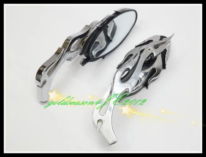 Chrome Flame Rearview Mirrors For Yamaha Virago VStar Vmax FZ FZR YZF R1 R6