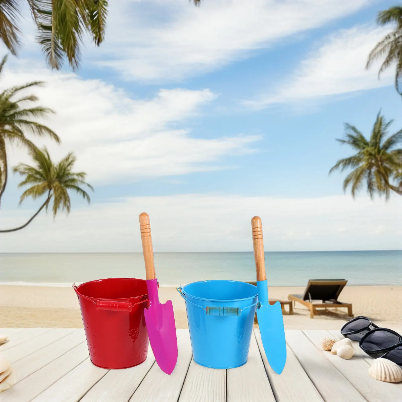 4Pcs Child Sand Bucket Set Premium Plastic Beach Bucket for Kids Sand Play Water Play Pool Parties Kindergarten Outdoor Activity