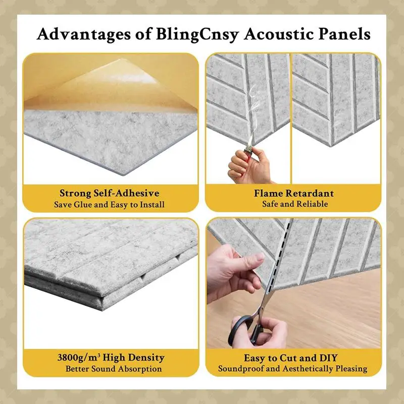 

ABST 12 Pack Self Adhesive Acoustic Panels Soundproof Wall Panels,Sound Proof Foam Panels For Noise Absorbing Silver Gray Durabl