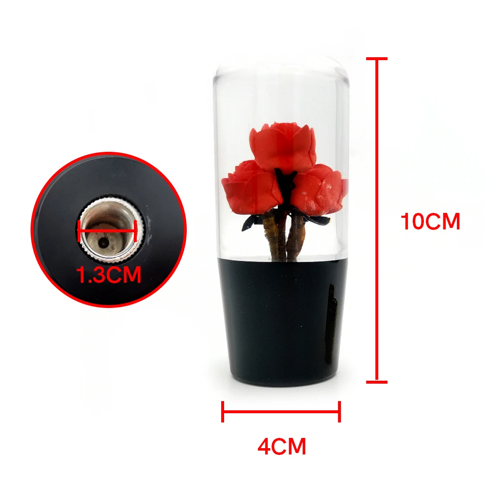 10cm Underwater Rose Flower Shift Knob JDM Manual Car Unique Acrylic Shift Stick Bright Rose Crystal Bubble Lever Shift Knob