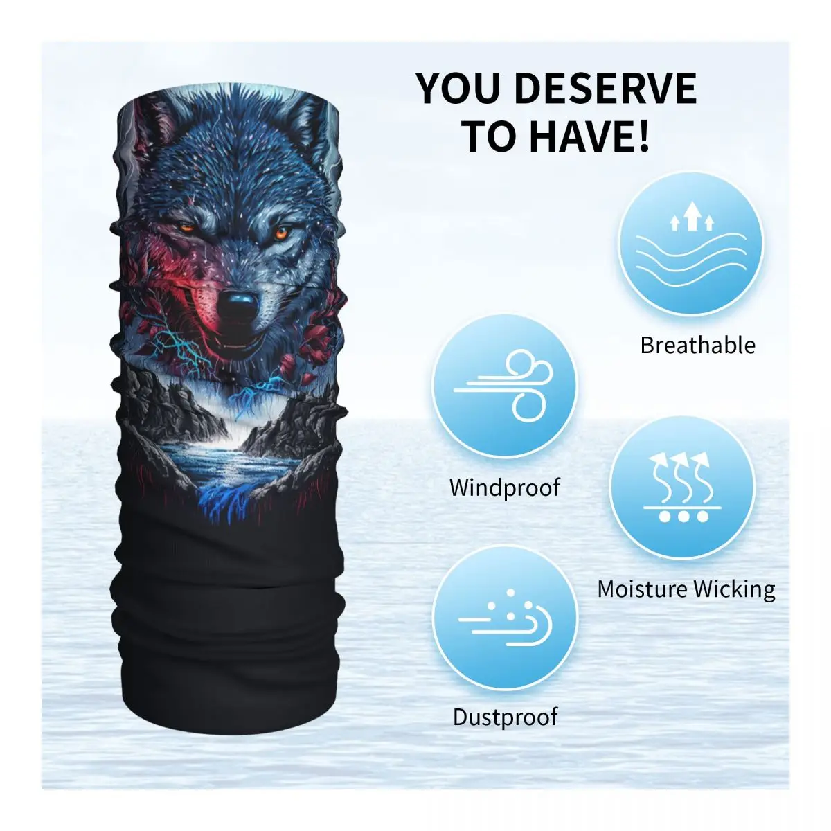 Animal Wolf Bandana Neck Warmer Men Women Winter Ski Hiking Scarf Gaiter Face Cover