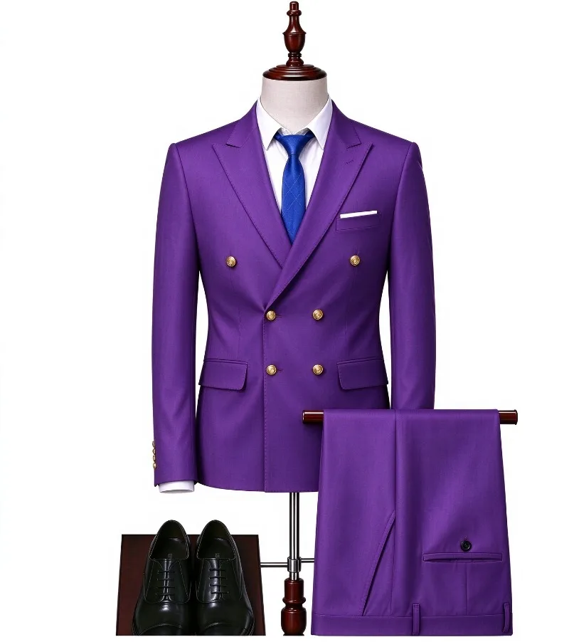 Men's Elegant Business Terno Casual Host Banquet Trousers Blazer Set Male Suit for Various Occasions