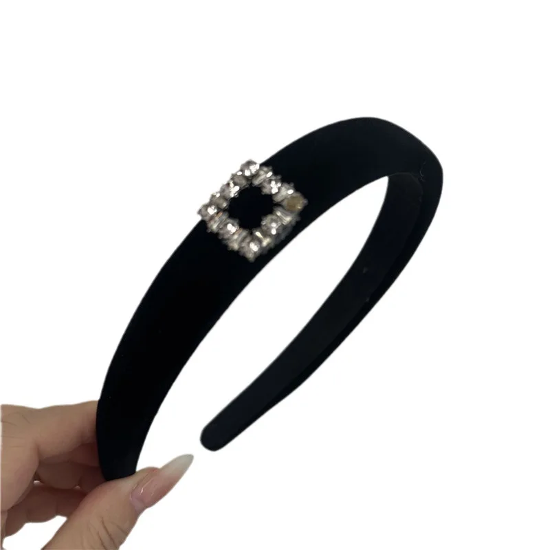 Velvet Diamond Debris Korean Style Autumn Winter Retro Elegant Heart Wide Brim Hair Band Fashion Hair Band Hairhoop Headwear