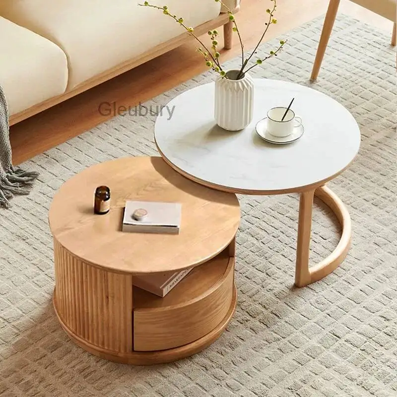 Italian Vintage Coffee Tables Premium Textured Unique Round Coffee Tables Cute Design Meubles De Maison Living Room Furniture