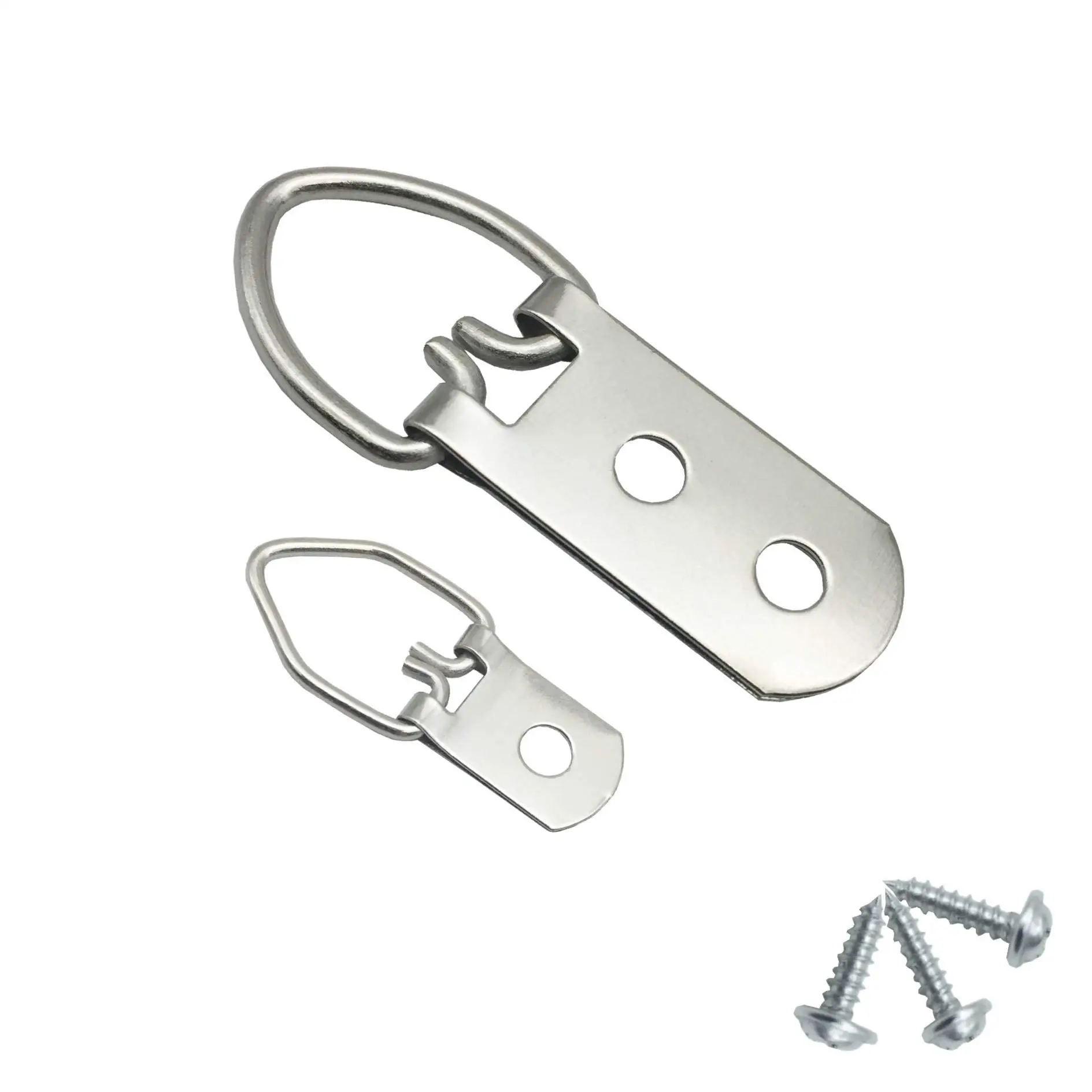 60pcs Two Shape D-Ring Double Holes Picture Hangers with Screws Premium D Ring Hooks Kit Hanging Painting Photos Artwork Frame