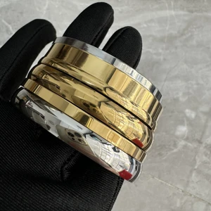 Bilezik düz, oval şekilli, paslanmaz çelik, su geçirmez, kadınlar için, bilezik minimalist, çekicilik rengi altın, 18k altın, takı ve toptan satış 12-En çok satan, bilezik, altın ve 18 - №9