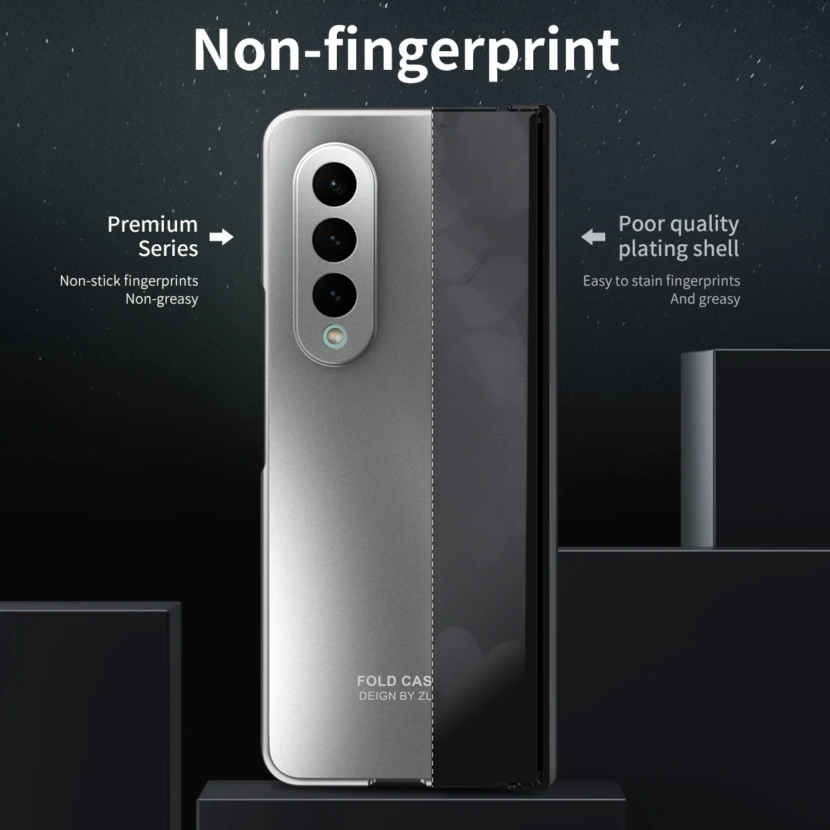 Phone Case For Samsung Galaxy Z Fold 5 4 3 5G Hinge Plating Plastic Cover With Front Screen Protector Glass