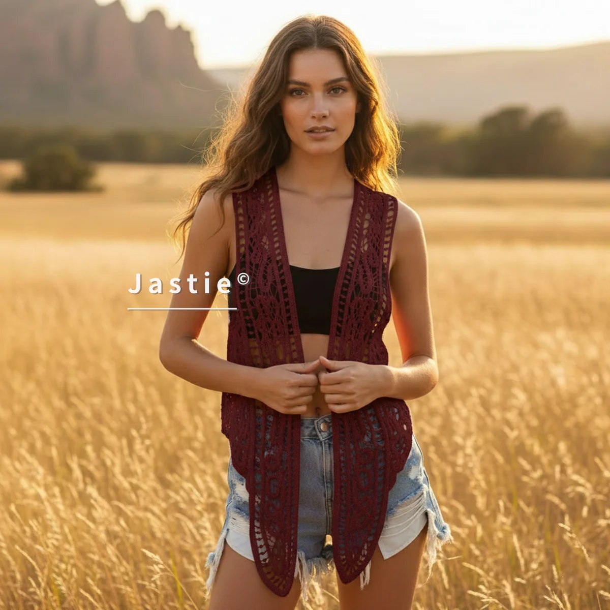 Asymmetrische Strickjacke mit offenem Stich, Sommer, Strand, Boho, Hippie-Menschen-Stil, Häkelstrick-Stickerei-Bluse, ärmellose Weste 2026