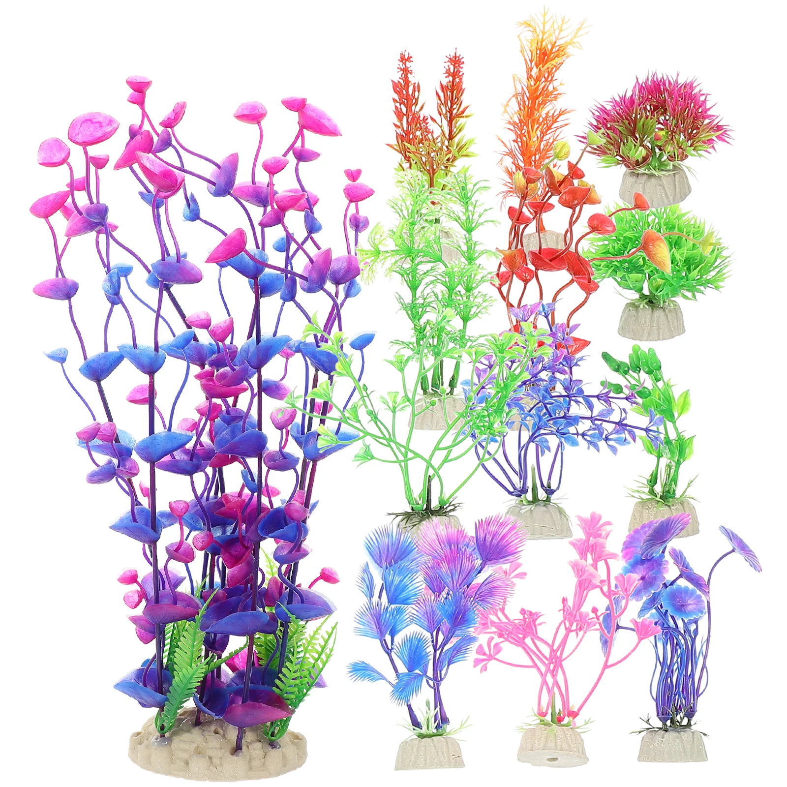 

13 Pcs Fish Tank Decor Water Plants Decorations Grass Aquarium Aquatic Tanks Faux