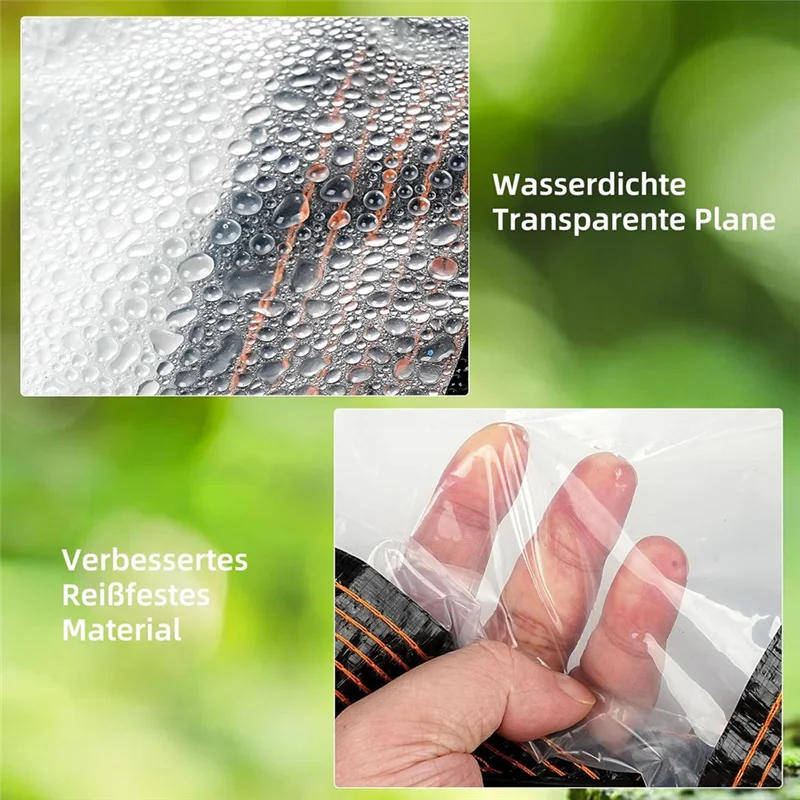 HLZS-10X12 FT Telo trasparente con bordo rinforzato, resistente impermeabile, telo in plastica trasparente con occhielli