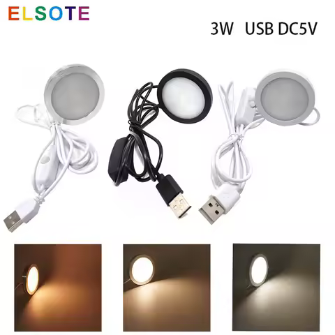 ELSOTE 5V USB Ultra-Slim Led Mini Spotlight Caravan Camper Display Showcase Wardrobe Surfaced Mounted Ceiling Lamp Downlight