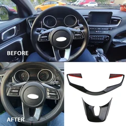 For KIA Ceed Forte K3 Seltos XCeed Sonet ProCeed ABS Carbon Fiber Car Steering Wheel Button Sticker Decoration Cover Trim