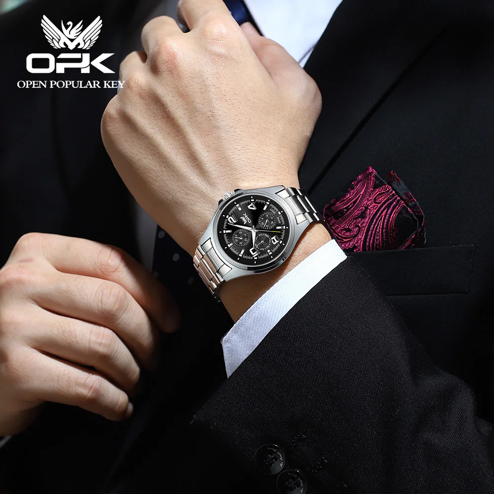 OPK 6017  Classic Original Men's Quartz Wristwatch Waterproof Luminous Chronograph Watch for Man Luxury