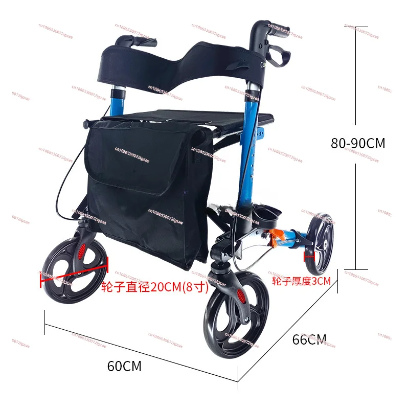 High quality Elderly Four-Wheel Walker Elderly out Shopping Cart Home with Brake Band Cushion Storage Bag Walker