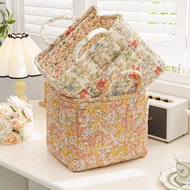 Sweet Girls Flower Pattern Large Capacity Tote Bag Quality Fabric Women's Casual Handbag Female Daily Storage Shopper Bag Purse