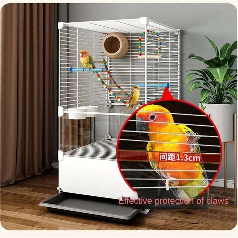 Simple Wrought Iron Bird Cage Luxury Villa Bird House Large Parrot Cage Splash-proof Birdcage Professional Home Bird Accessories
