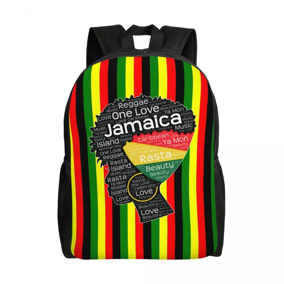 

Jamaica Jamaican Woman Afro Puff Backpacks for Men Women College School Student Bookbag Fits 15 Inch Laptop Afro Word Art Bags