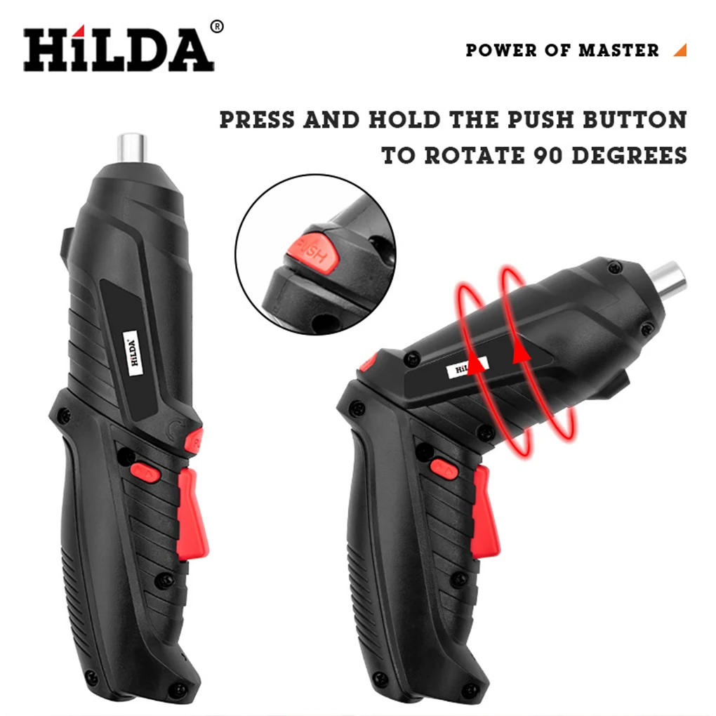 

HILDA Electric Screwdriver Cordless 47in1 Rotated 90 Degrees Rechargeable Portable Screwdriver with LED for Home Office DIY Tool