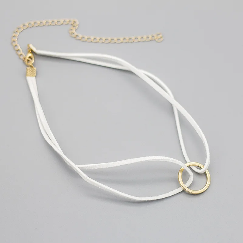 Metal Circle Korean Woolen Short Necklace Neck Chain