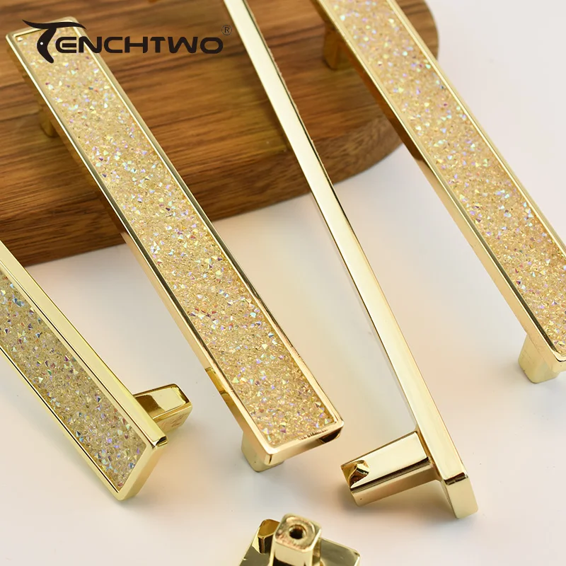 Gold Crystal Diamond Furniture Handle Door Wardrobe Kitchen Storage Cabinet Pulls DresserDrawer Knobs Cupboard Fittings Hardware