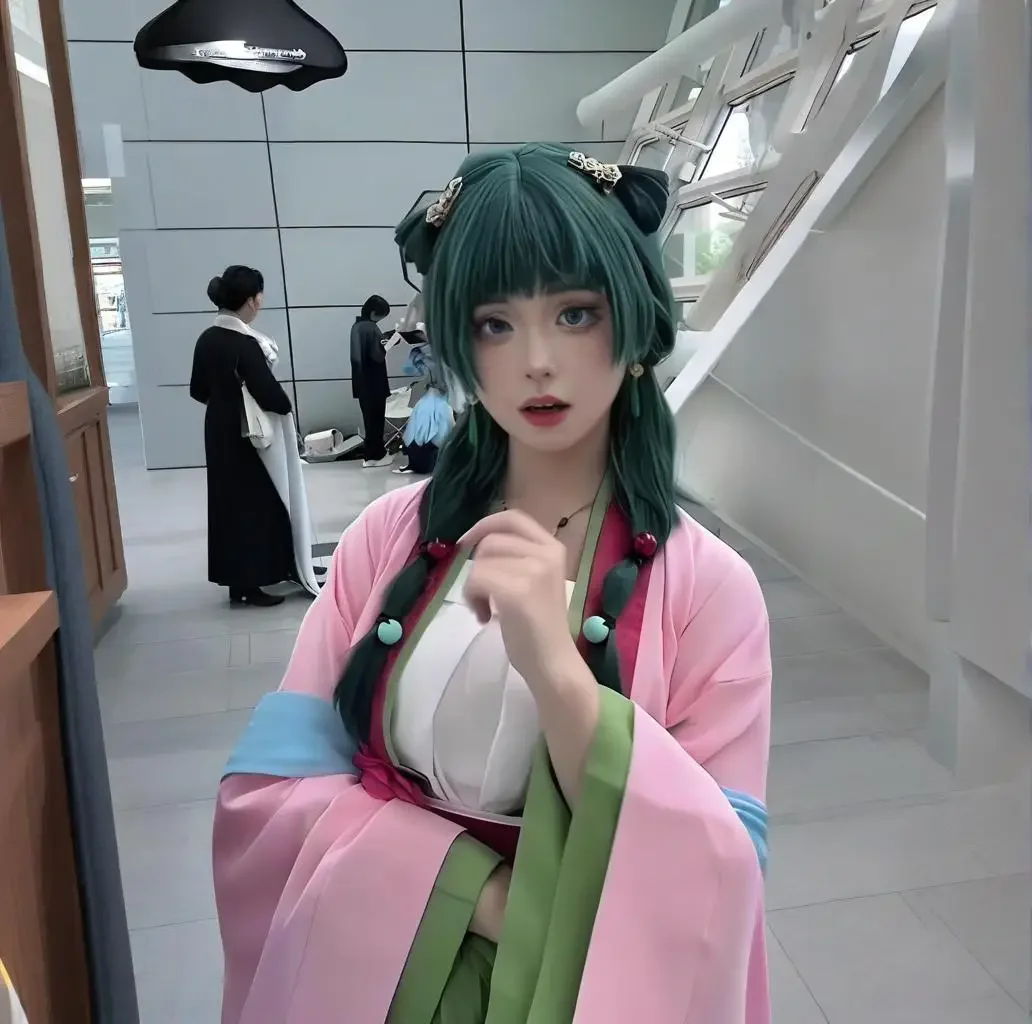 أزياء ماوماو التأثيرية شعر مستعار أنيمي يوميات الصيدلية فستان وردي لحفلات الهالوين للنساء #4