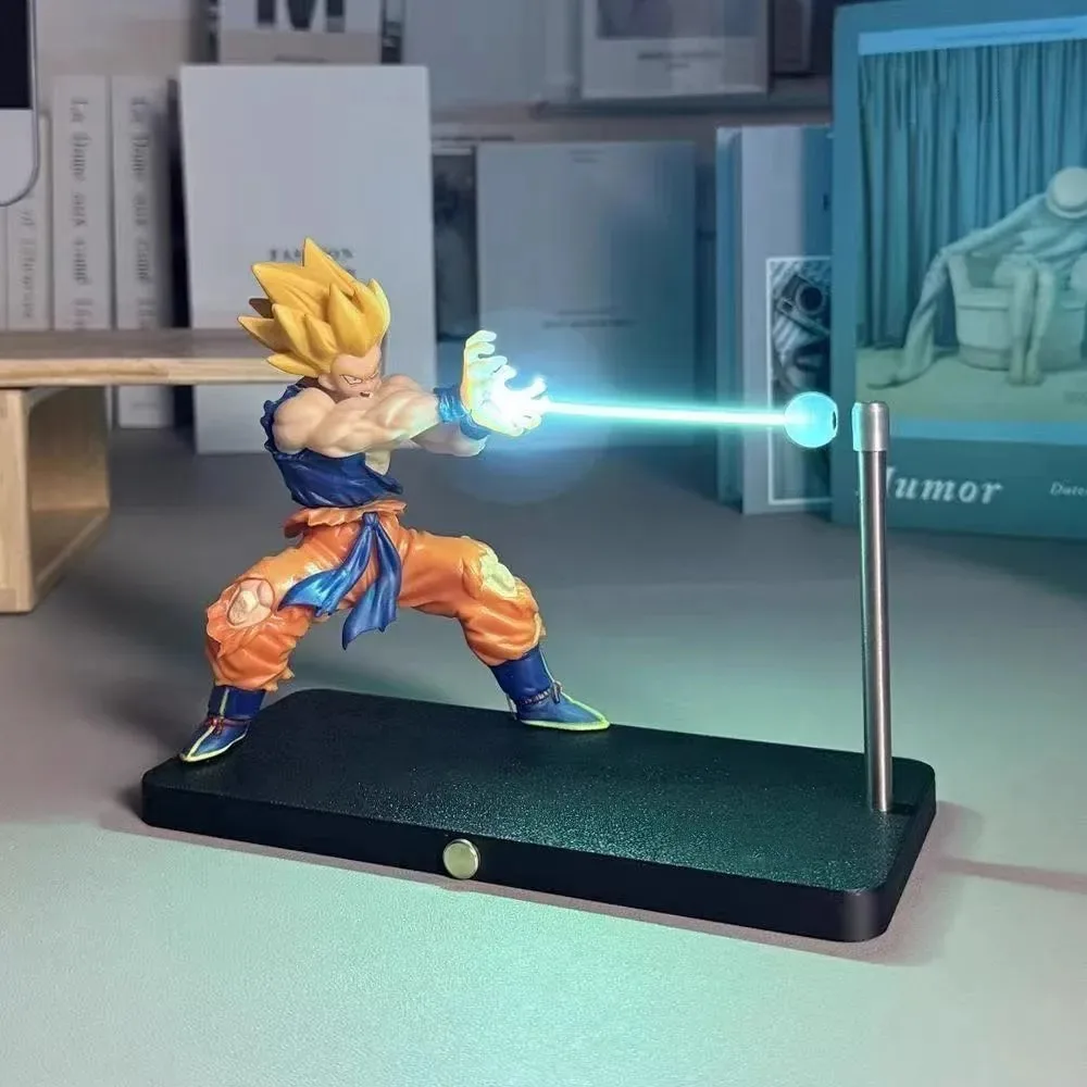 Luce notturna Dragon Ball Super Saiyan Goku - Lampada da scrivania a LED 3D Kamehameha Wave, decorazione per action figure anime, alimentata tramite USB da collezione