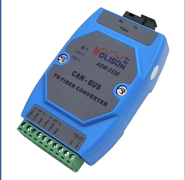 ADM-3320-SC1 CAN to Fiber Optic Converter, CANbus Repeater SC Single Fiber for Industrial Communication